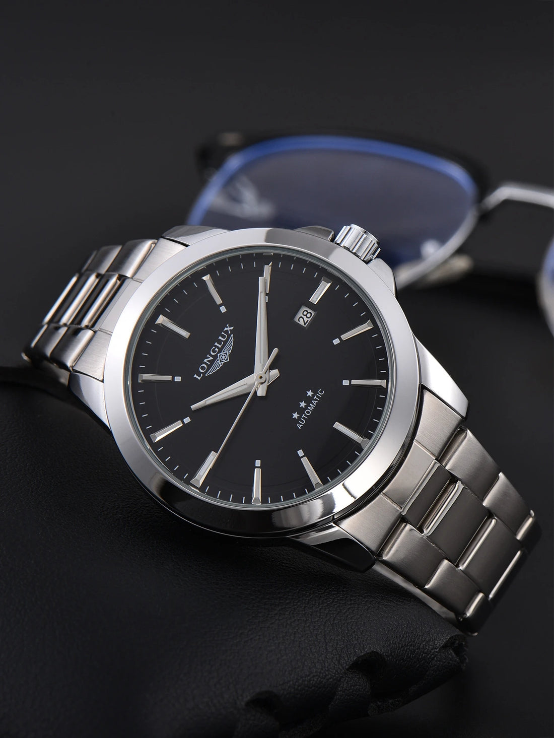 Relógio automático de negócios minimalista estilo moderno data relógios mecânicos aço inoxidável à prova dwaterproof água luminosa relógio masculino presente